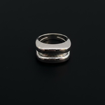 Double Pipping Ring, sterling silver band with architectural minimalist design, refined luxury jewelry by Aymone Studio
