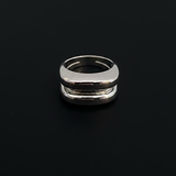 Double Pipping Ring, sterling silver band with architectural minimalist design, refined luxury jewelry by Aymone Studio